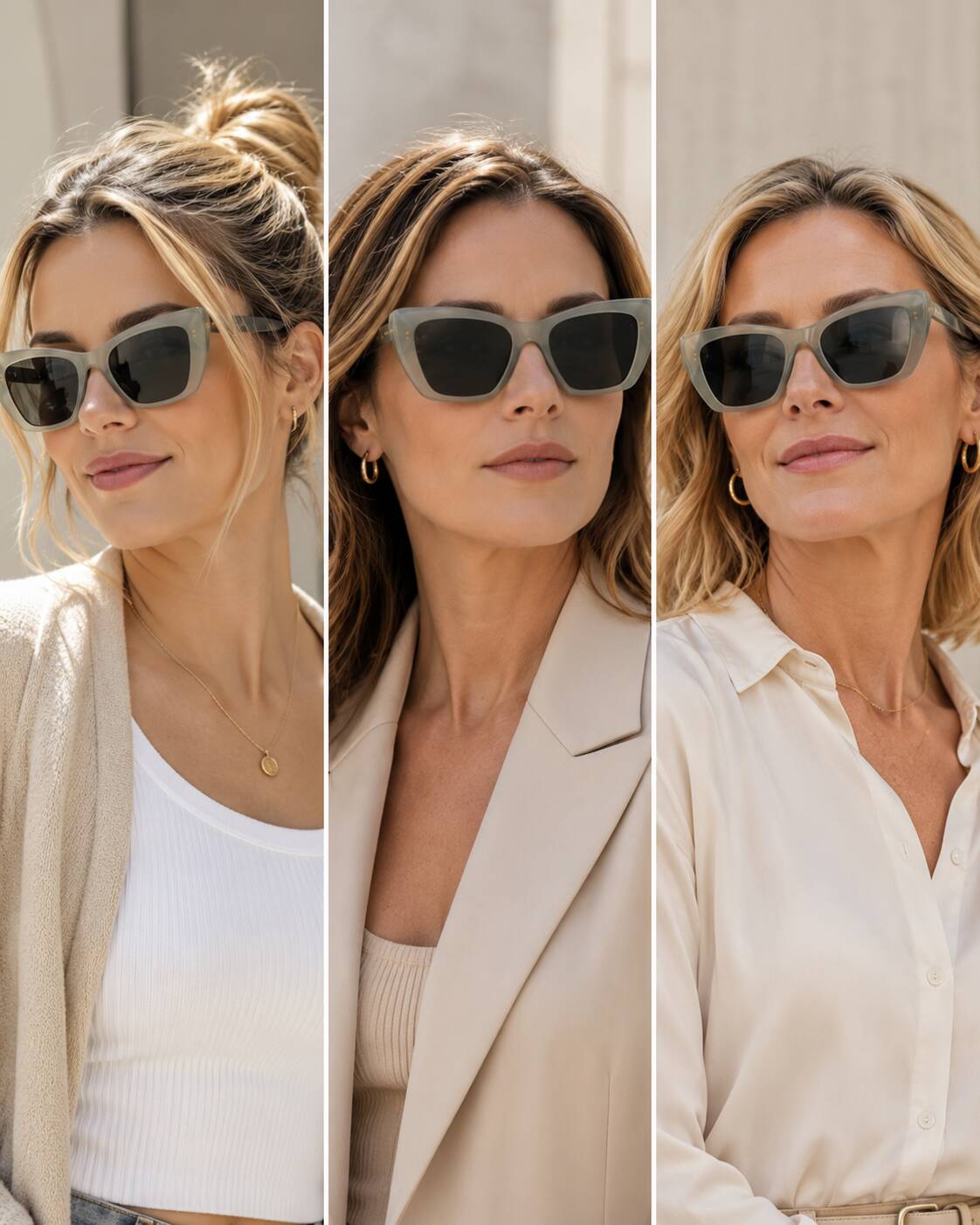 Tory Burch Kira Cat-Eye TY7216U sunglasses worn by women in their late 20s, mid 30s, and 40s — café styling
