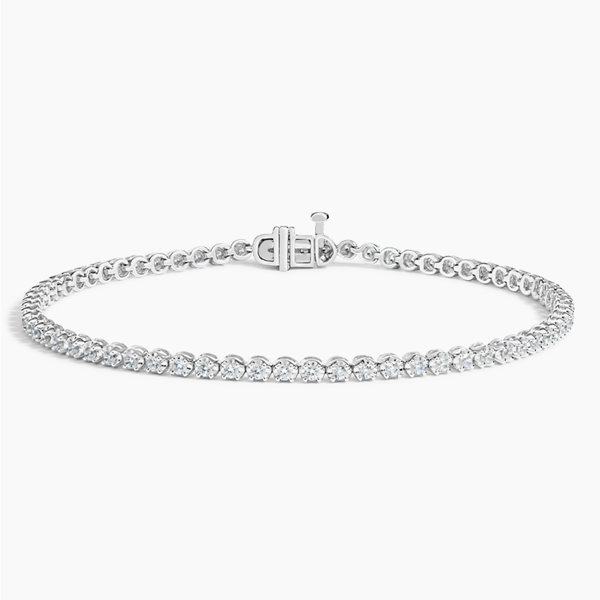 Brilliant Earth certified lab diamond tennis bracelet in 18K white gold
