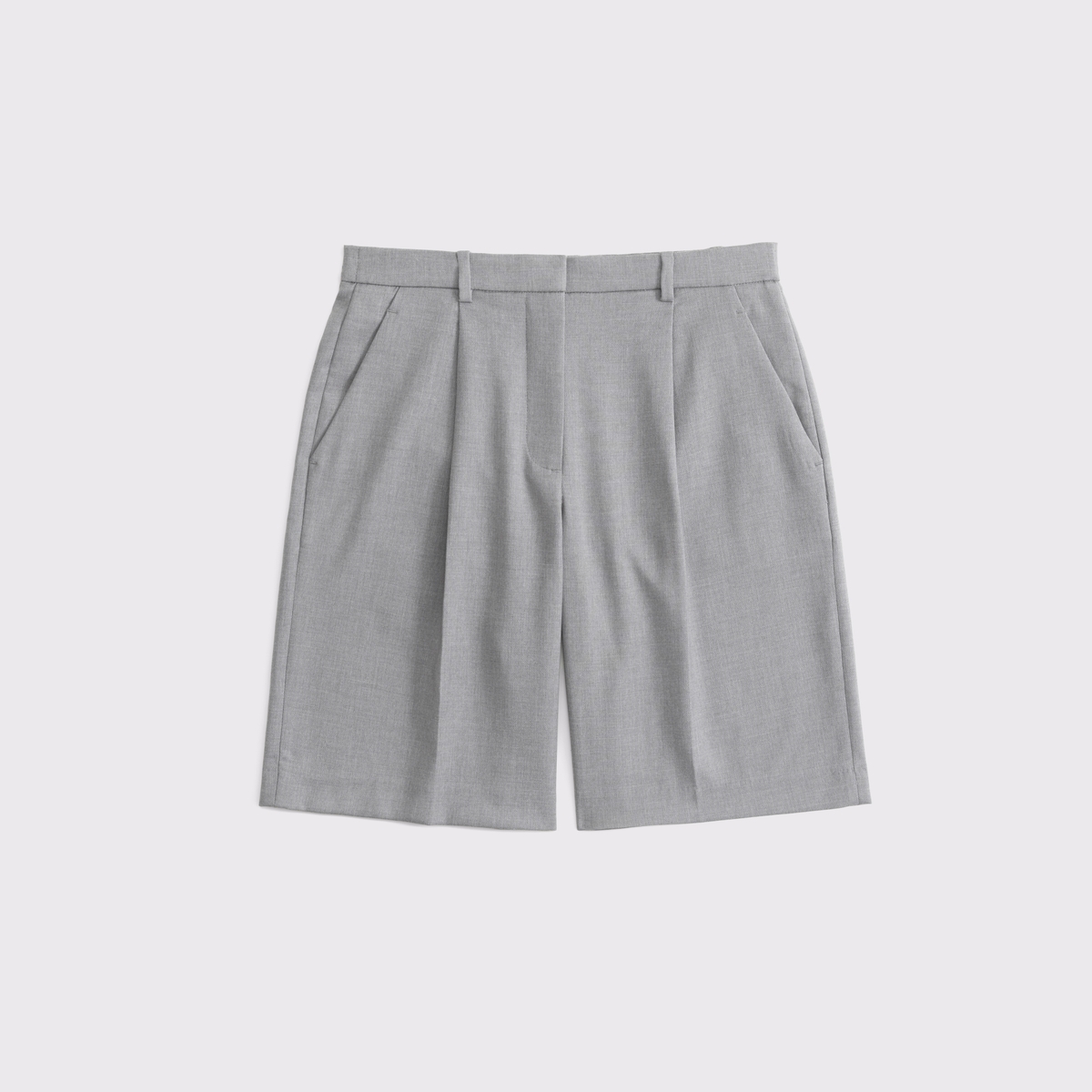 Tailored Abercrombie mid-rise Bermuda shorts in neutral suiting fabric