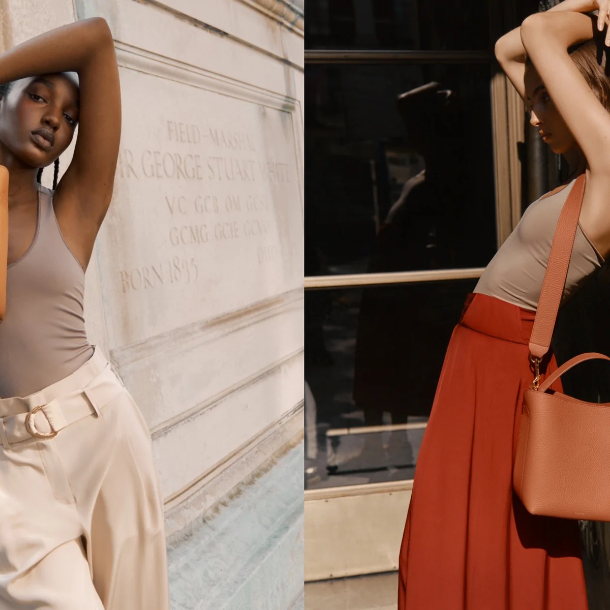 Cuyana Linea leather bucket bag styled for everyday