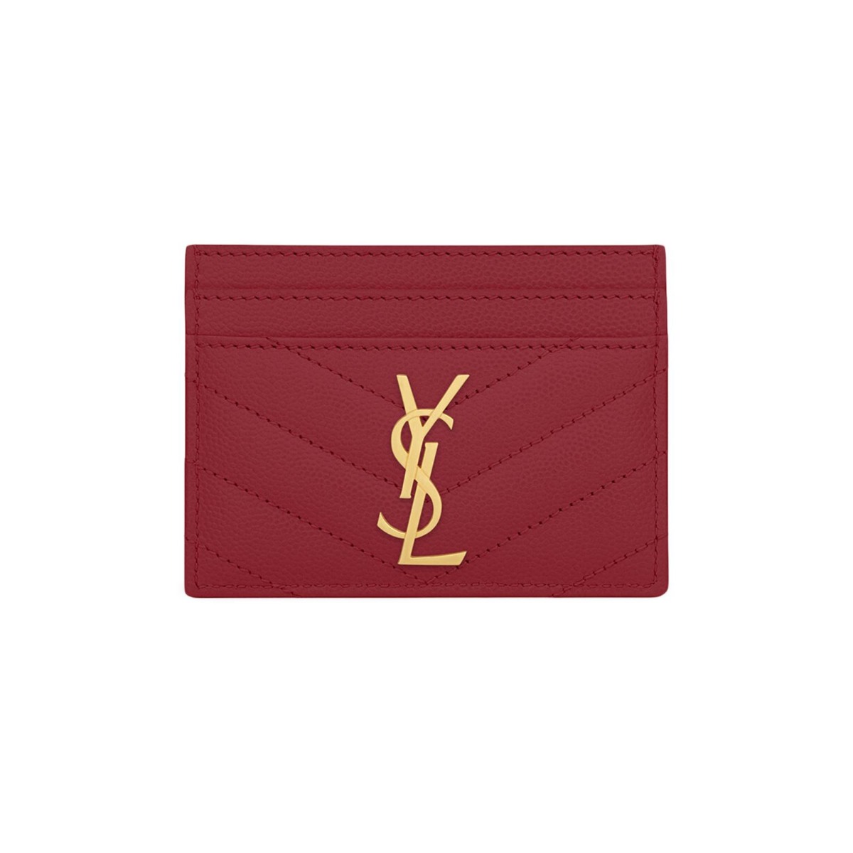 Saint Laurent Cassandre card case in black grain de poudre leather