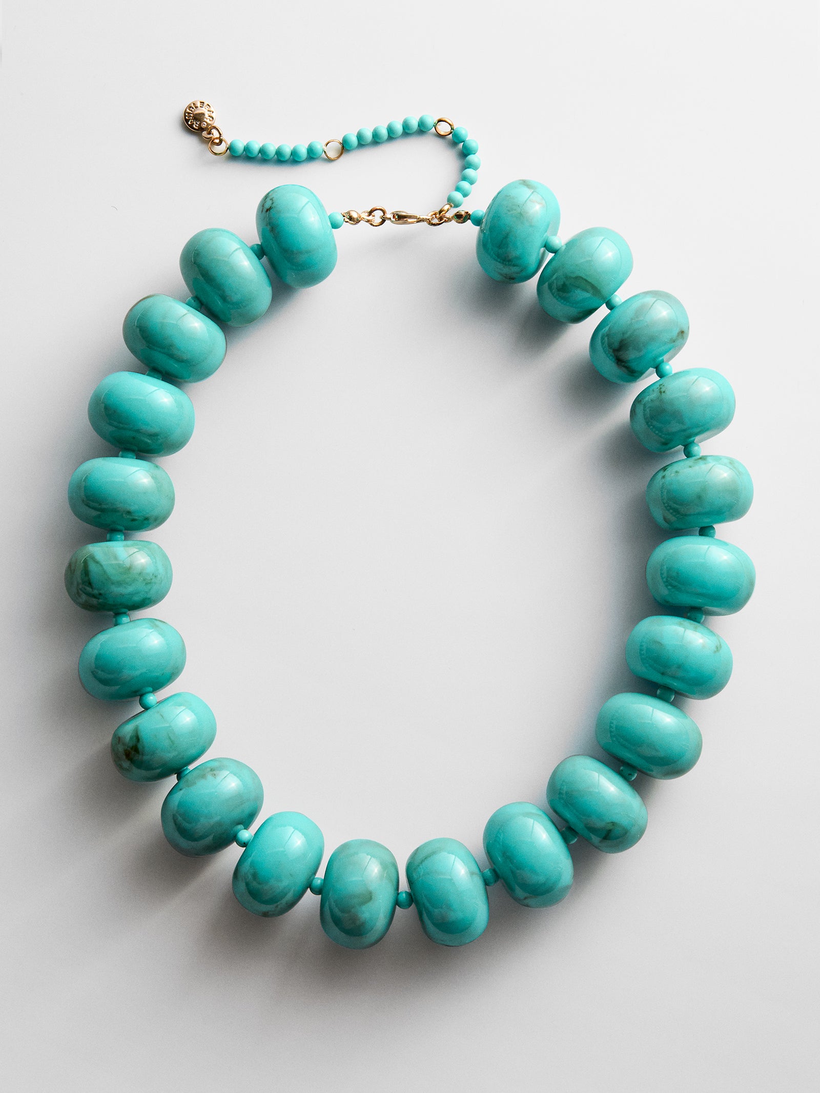 BaubleBar Joan turquoise chunky beaded necklace gold