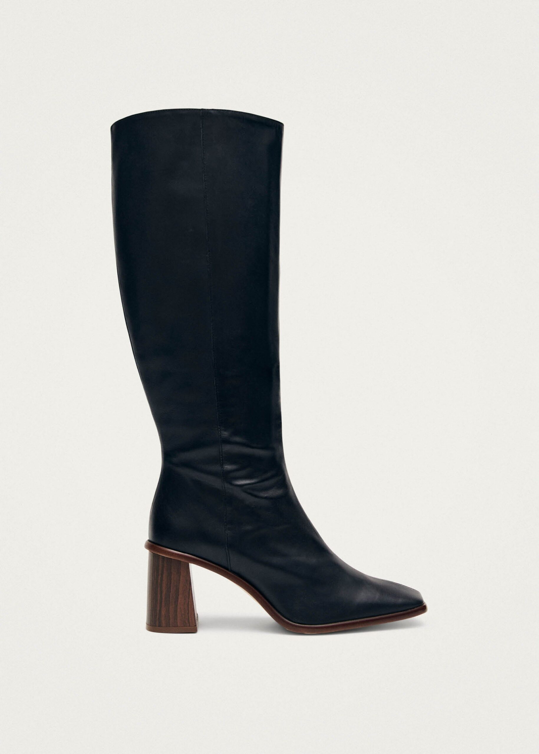 ALOHAS East black leather knee-high boots with block heel