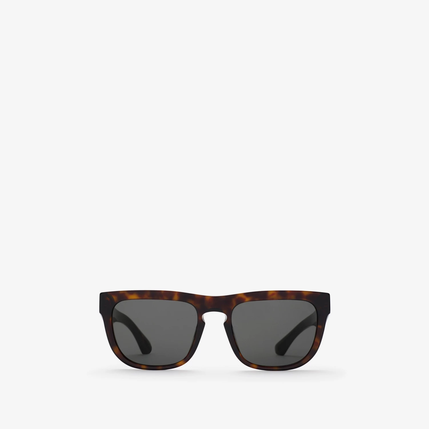 Burberry square acetate sunglasses in dark havana on a light background