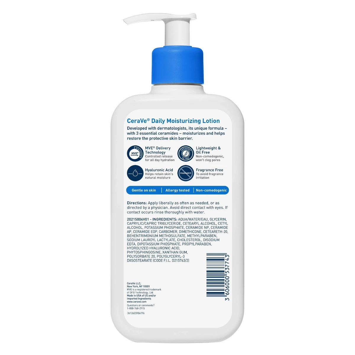 CeraVe Daily Moisturizing Lotion pump bottle, fragrance-free moisturizer for teens