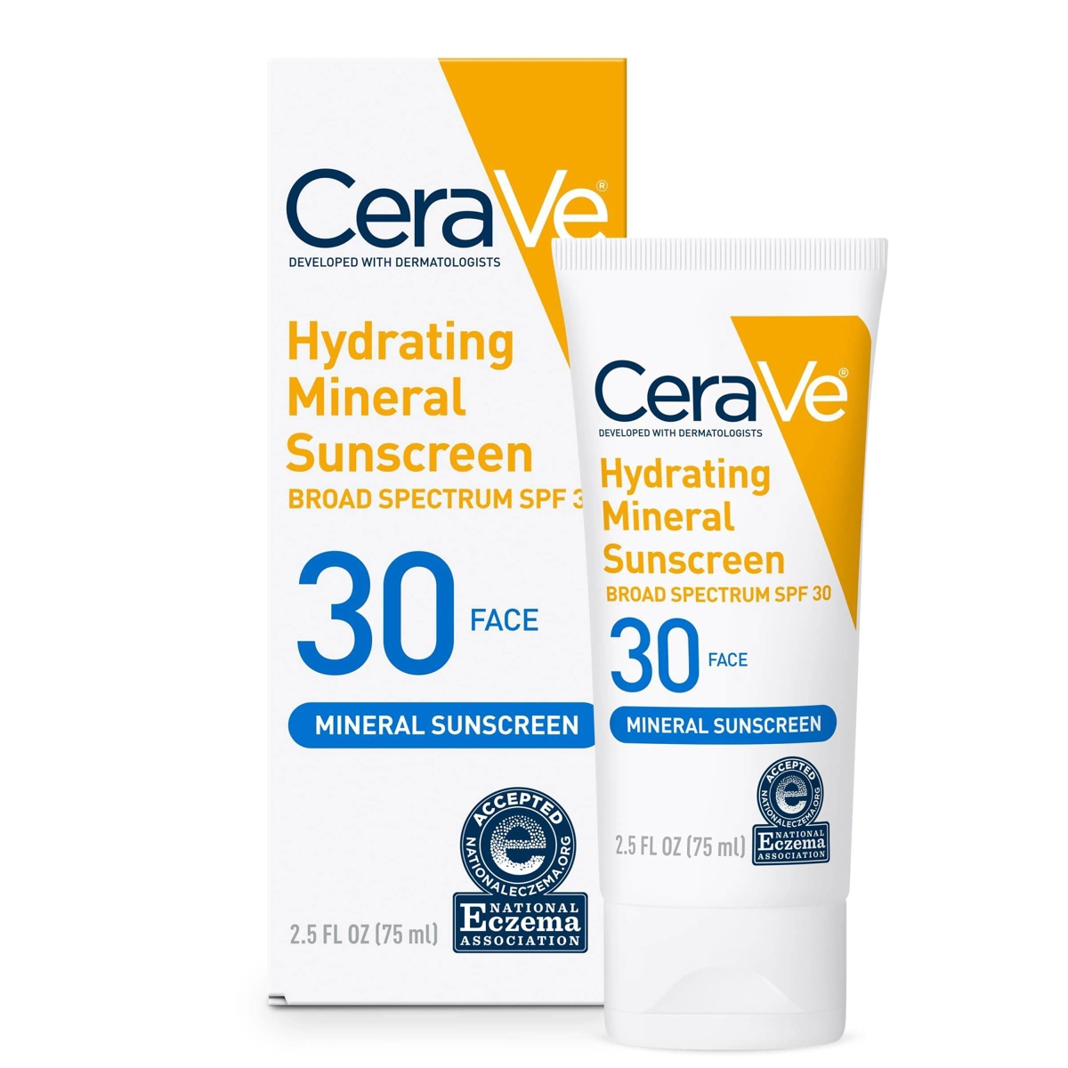 CeraVe Hydrating Mineral Sunscreen SPF 30 face lotion, mineral zinc and titanium for young skin