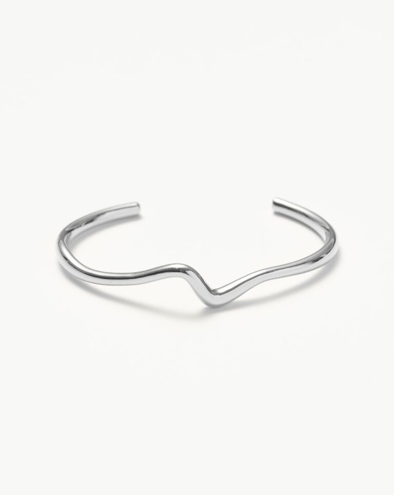 Missoma Molten Wave sculptural silver-plated statement cuff bracelet
