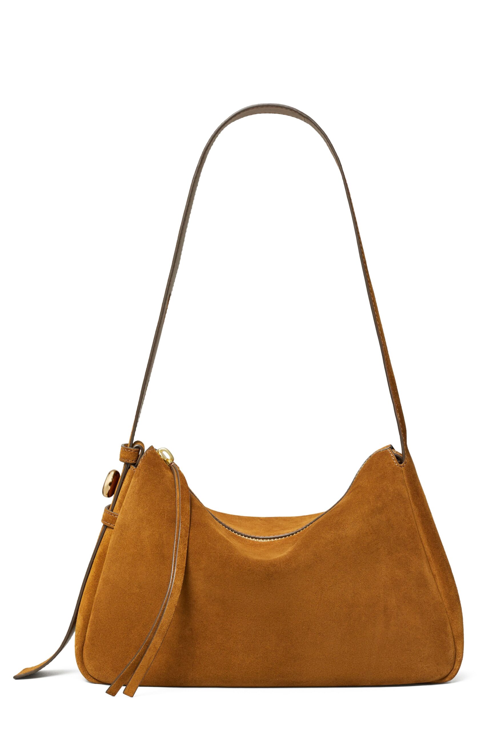 Tory Burch Romy caramel suede shoulder bag