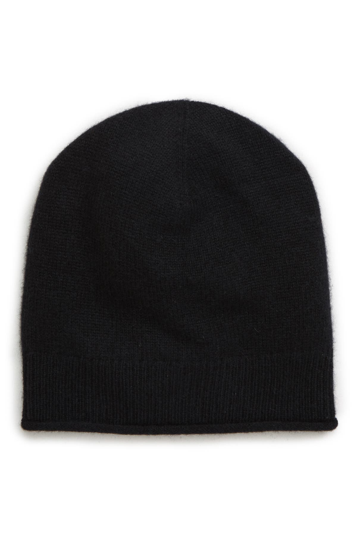 Cashmere beanie neutral rib knit hat
