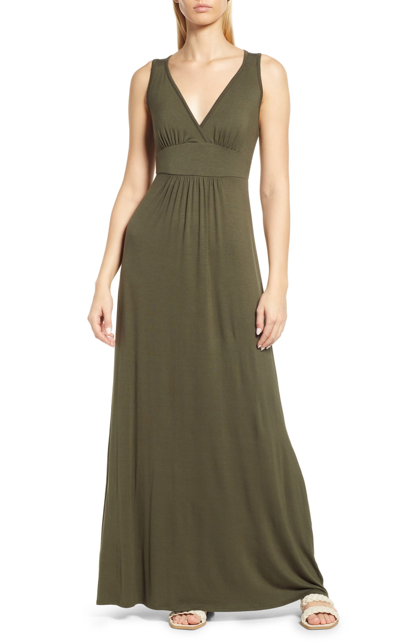 New mom-friendly machine-washable jersey maxi dress under $100